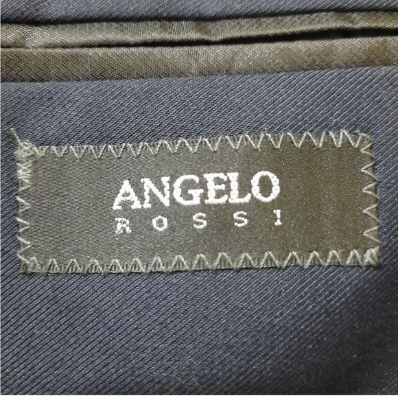 Mens Sport Coat Blazer Suit Jacket 42R 46" Navy Blue 2 Button Angelo Rossi Mint - Picture 6 of 6